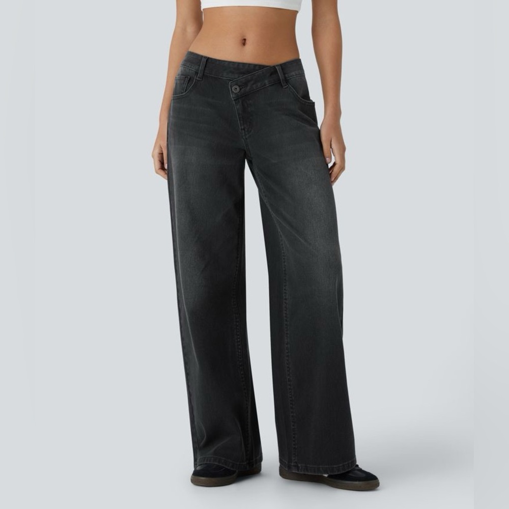 HALARA Asymmetric Flex Denim Black Jeans Women's M